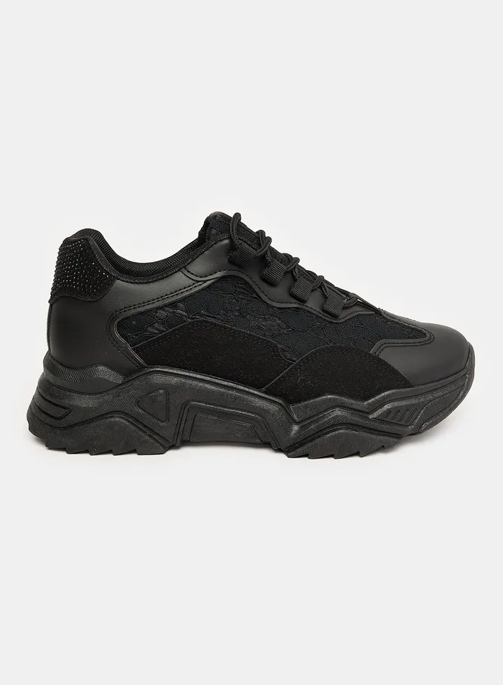 Chunky Lace Decorated Round Toecap Shape Sneakers