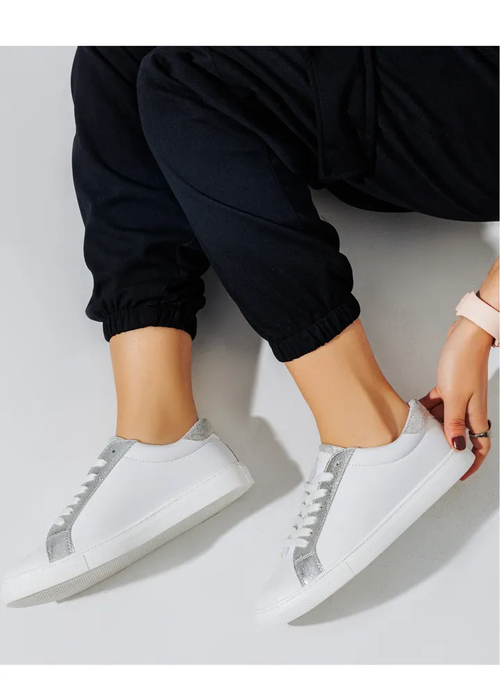 Silver white flat sneakers SN-2