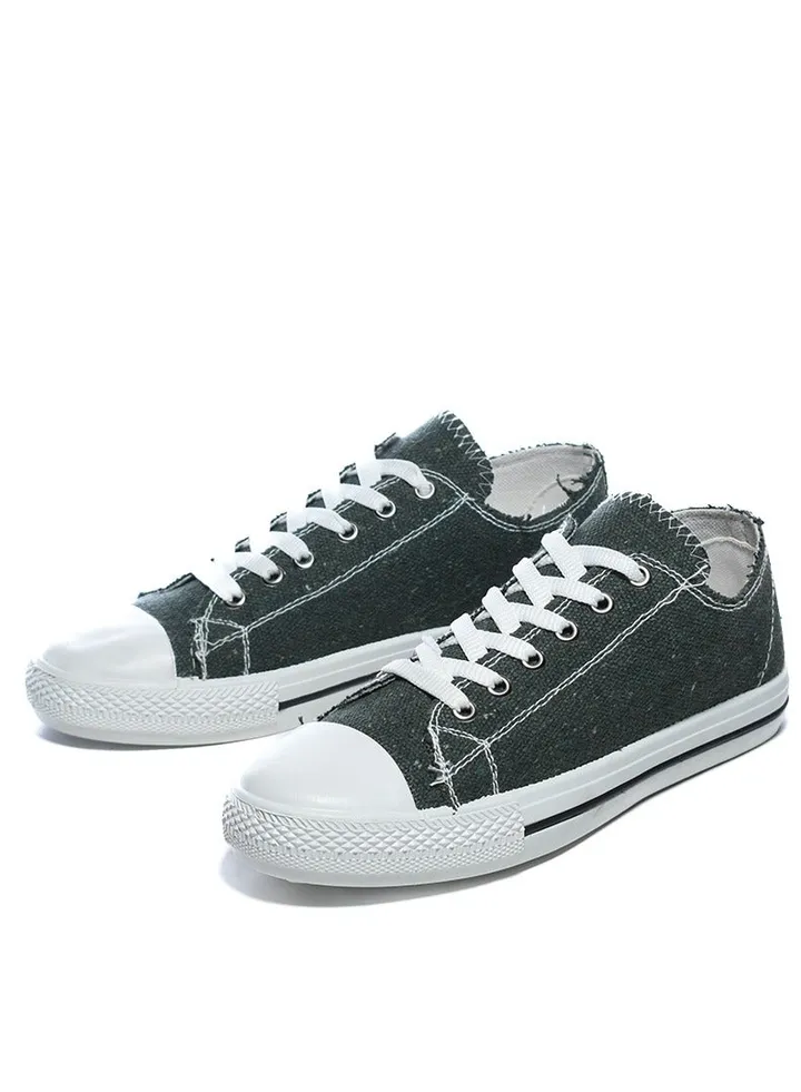 Basic Lace-Up Knit Flat Sneakers For Women