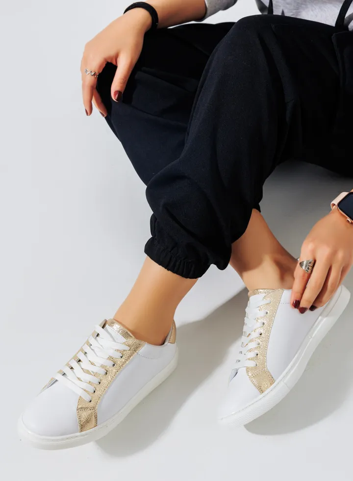 Flat Sneakers White Gold SN-2