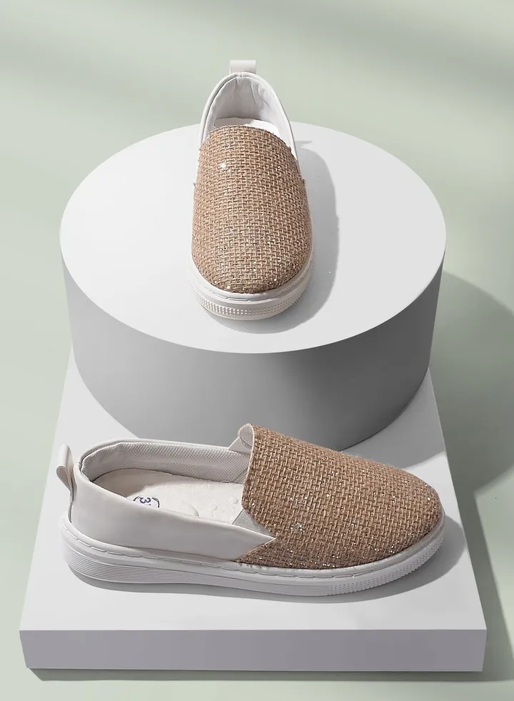 Elegant Burlap Flat Sneakers-SILVER