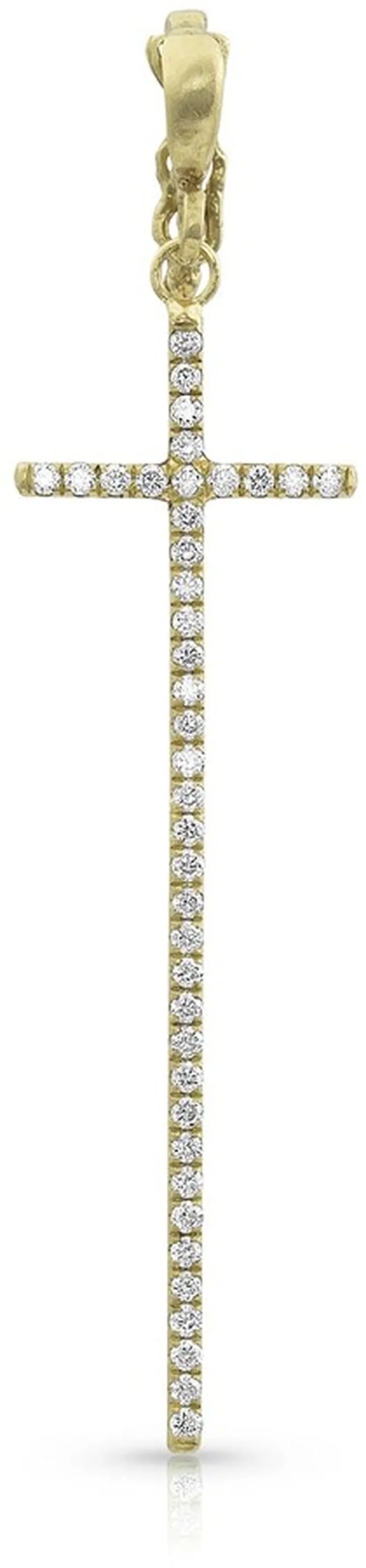 18k Yellow Gold Diamond Cross Pendant (Tall)
