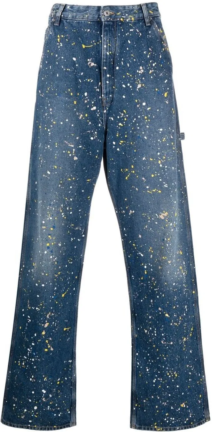 Paint-Splattered Wide-Leg Jeans