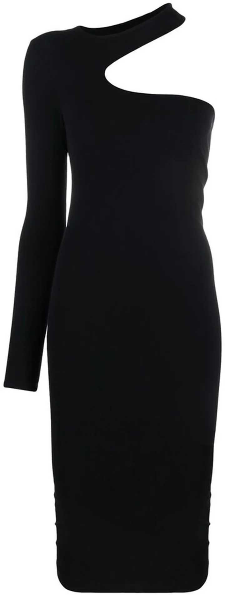 One-Sleeve Cut-Out Fitted Dress