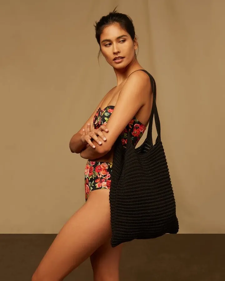 Onia Linen Knit Tote - Black