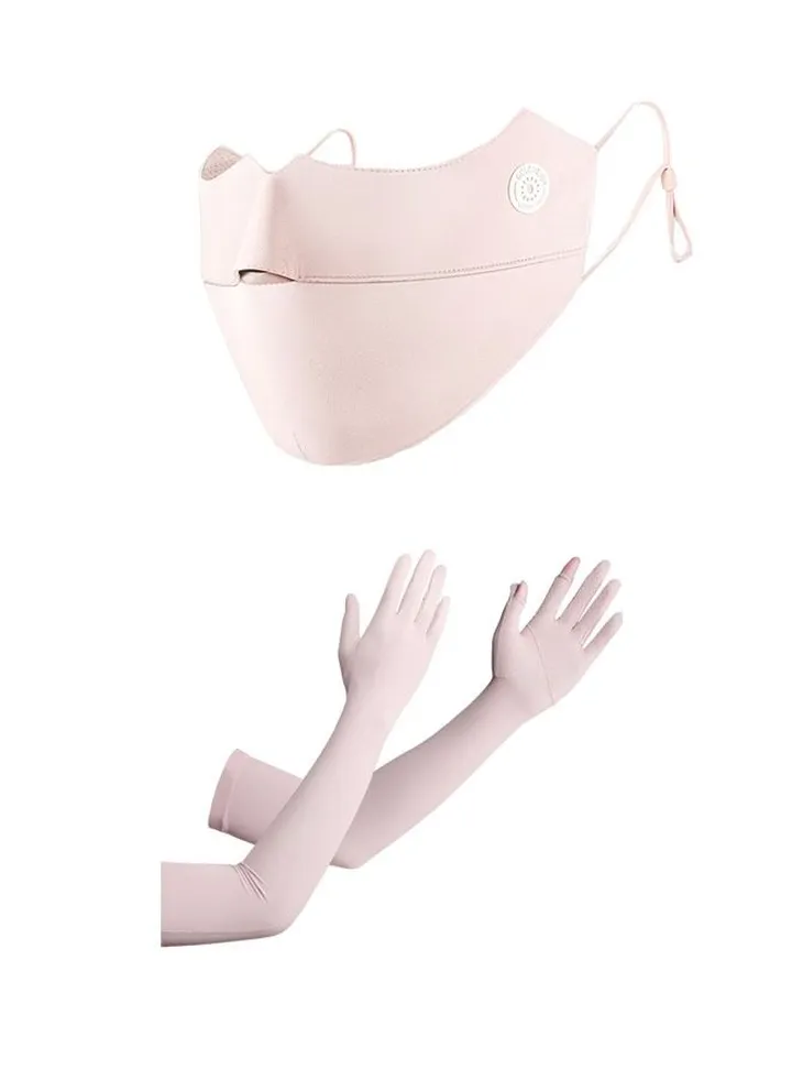UPF50+ Face Mask and Ice silk gloves Exercise Breathable Sun Protection Sports Face Mask for Women Washable Reusable