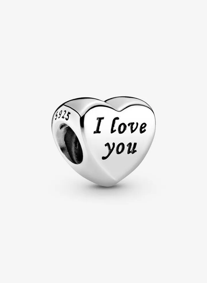 Pandora Women's Heart 925 Silver Charm with Engraving I love you
