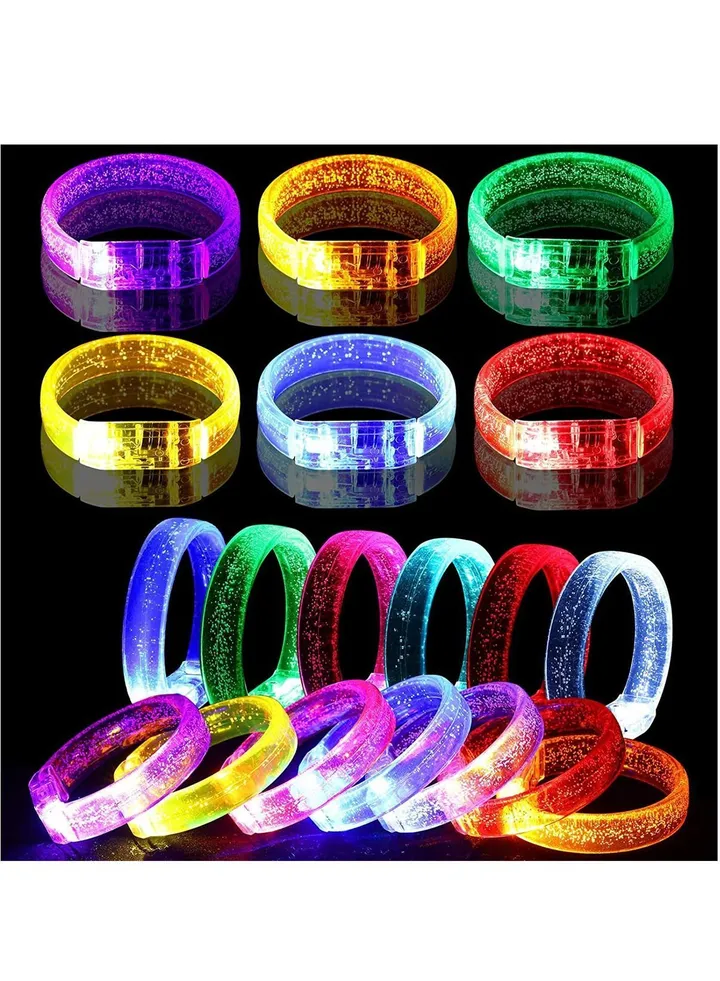 16 Packs Glow LED Bracelets In The Dark Light up Bracelet Party Supplies for Kids Adults Flashing Toy