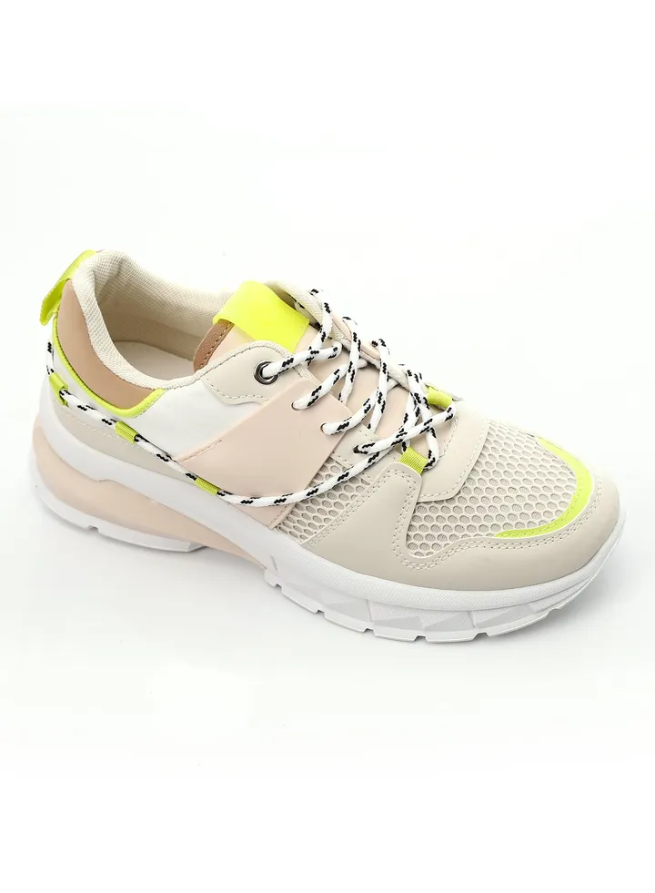 Net Pattern Lace Up Sneakers