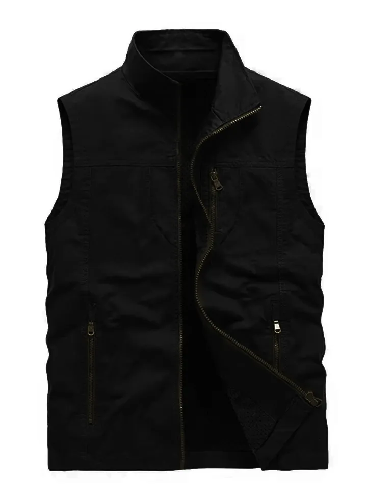 Men’s vest made of gabardine black