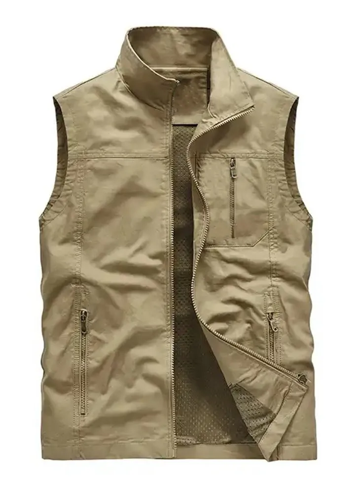 Men’s vest made of gabardine Beige
