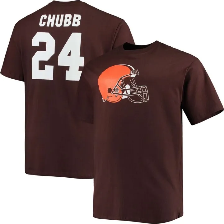 Men's Big and Tall Nick Chubb Brown Cleveland Browns Player Name Number T-shirt