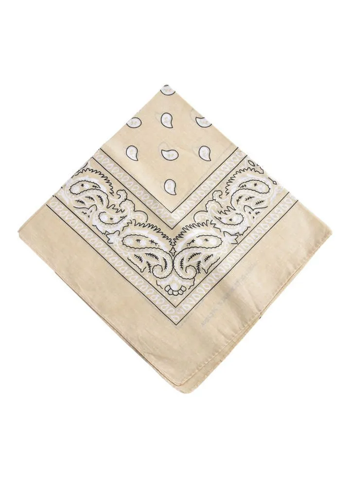 Retro Print Square Scarf Beige / White