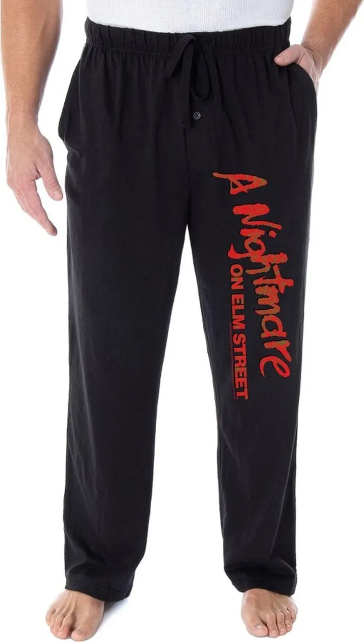 A Nightmare On Elm Street Men's Classic Logo Lounge Bottoms Pajama Pants (MD) Black