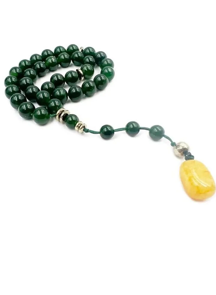 REBUY Stone Prayer 33 Beads Jade tasbih Natural Stone Misbaha Rosary Tasbeeh