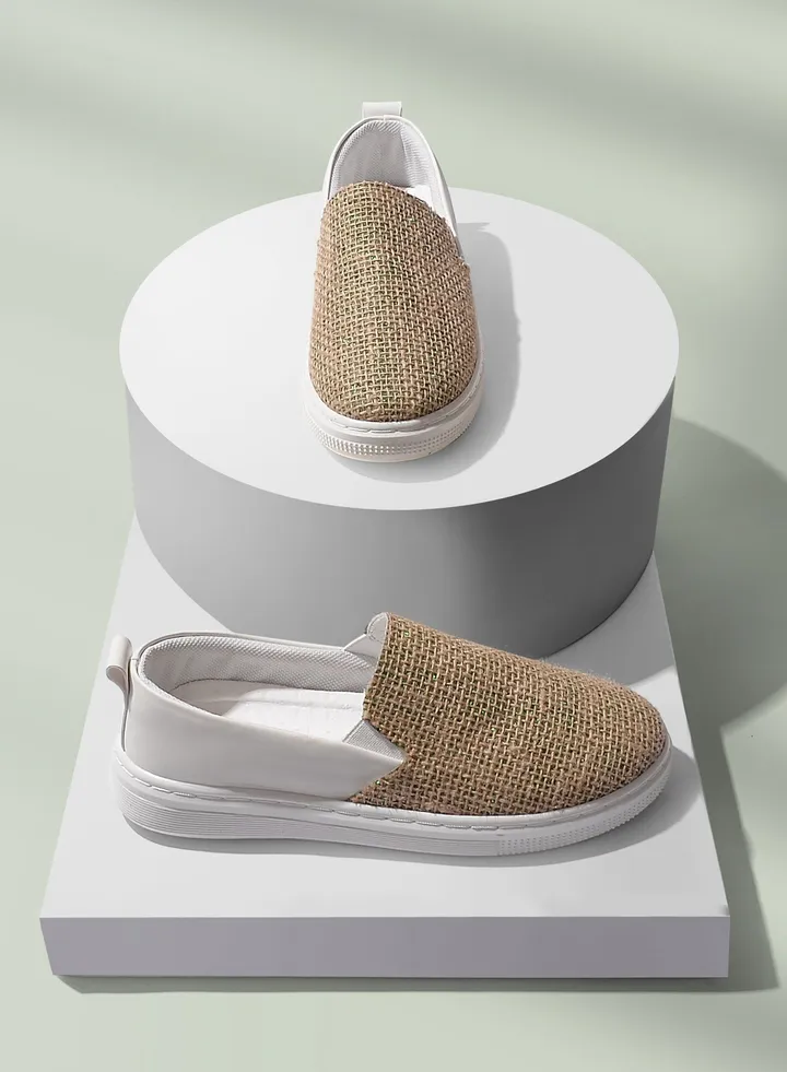 Elegant Burlap Flat Sneakers-GREEN