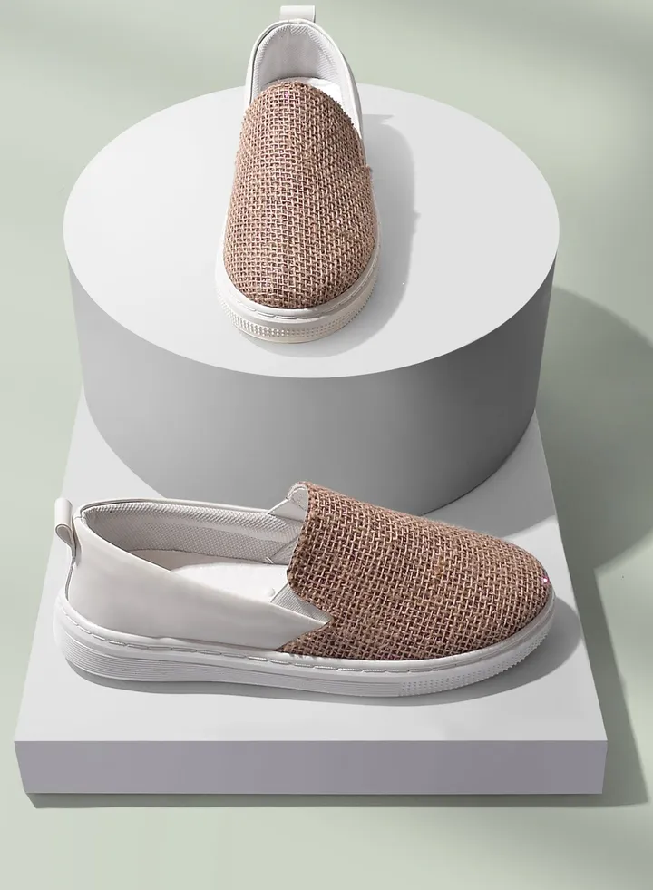 Elegant Burlap Flat Sneakers-FUCHIA