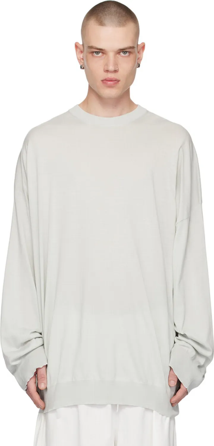 Hed Mayner Gray Crewneck Long Sleeve T-Shirt