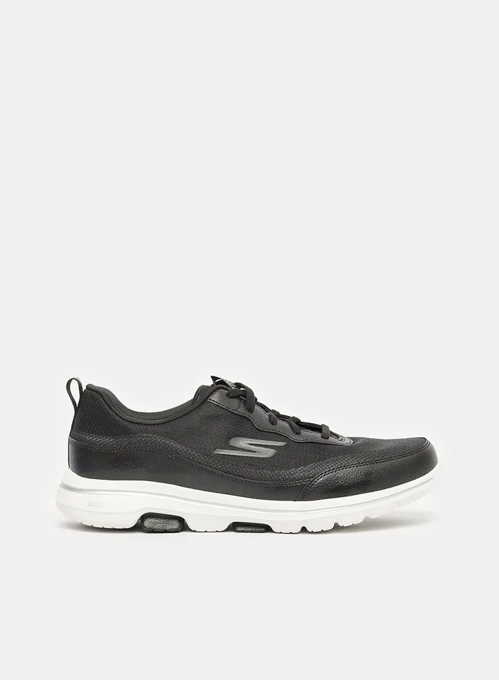SKECHERS GO WALK 5 - PERFECT STEP LACE UP SNEAKERS FOR WOMEN IN BLACK WHITE