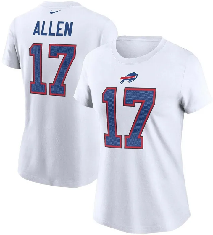Women's Josh Allen White Buffalo Bills Name Number T-shirt