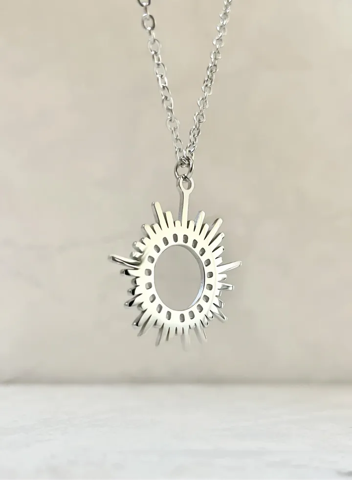 Empty Sun Pendant Necklace- Silver