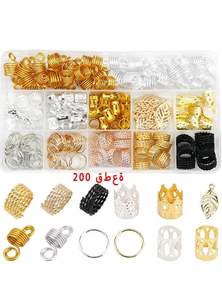 Wig Dirty Braid Clasp Connection Hair Ring Large Hole Printed Wooden Beads Tibetan Silver Pendant Hollow Flower Tube, 200PCS