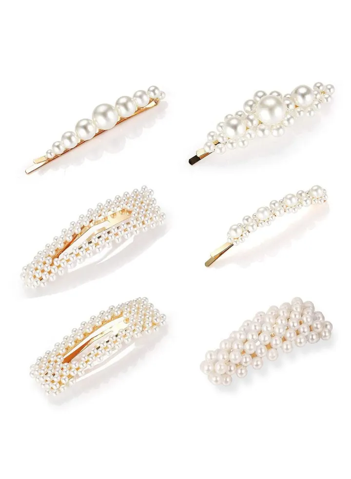6-Piece Sweet Artificial Pearl Hair Clips Set
