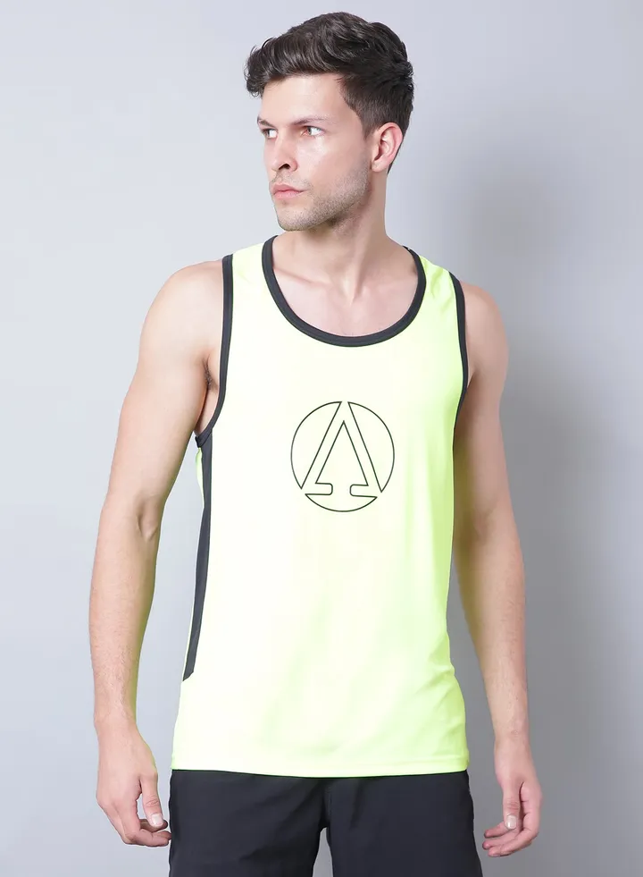 Logo Sports Running Vest Neon Green