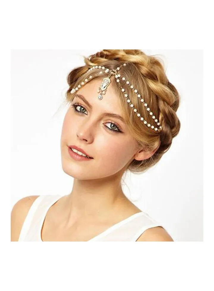 Retro Hair Band With Bead