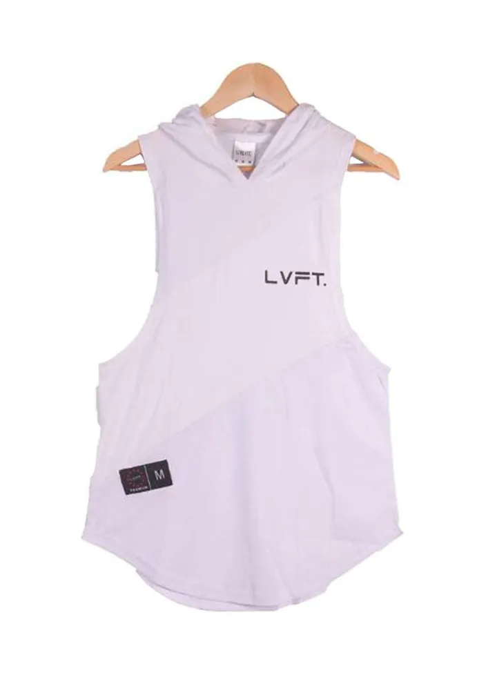 Cowl Neck Tank Top With Hood White