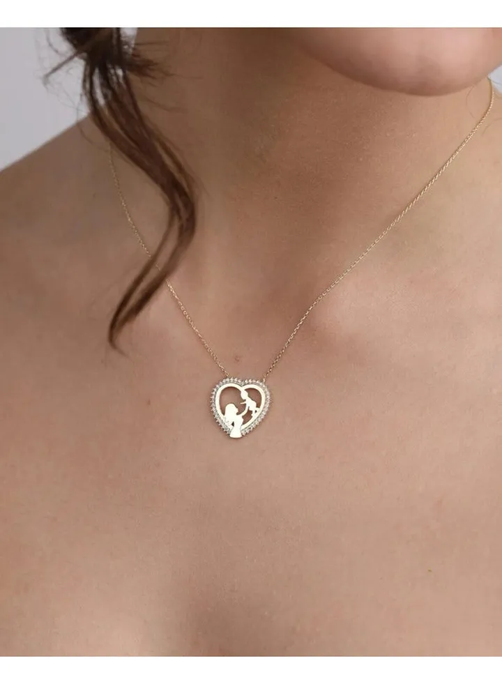 Gold Plated Heart Mom & Baby Necklace
