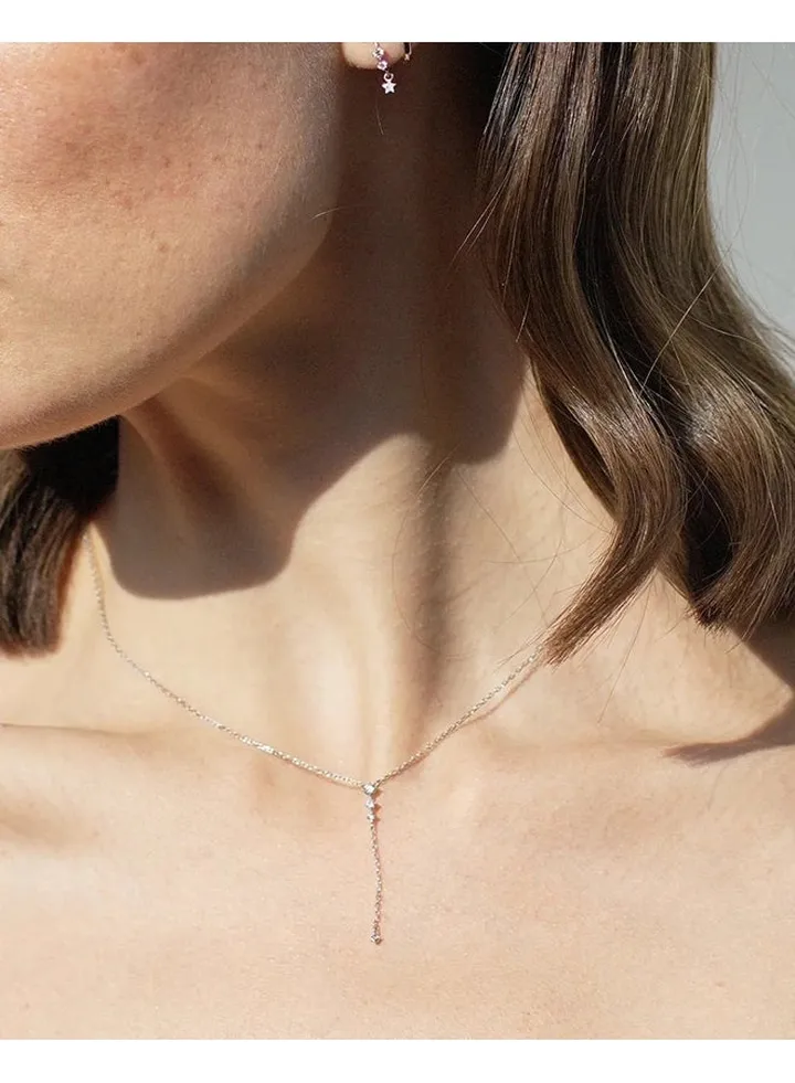 4 Round Stones Necklace Silver