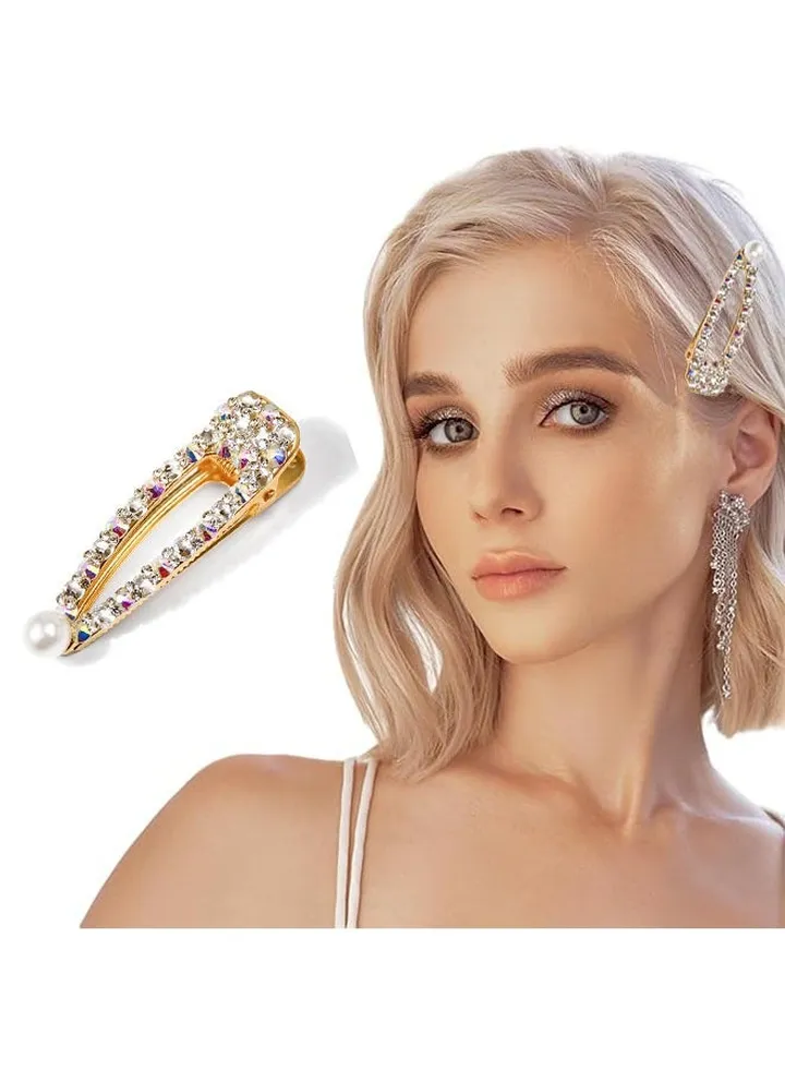 1Pcs Pearl Rhinestone Hair Clips Metal Snap Hairpins Bling Crystal Hair Barrettes Glitter French Barrettes Duckbill Hair Pin Hair Decorative Party Hair Accessories for Women Girls