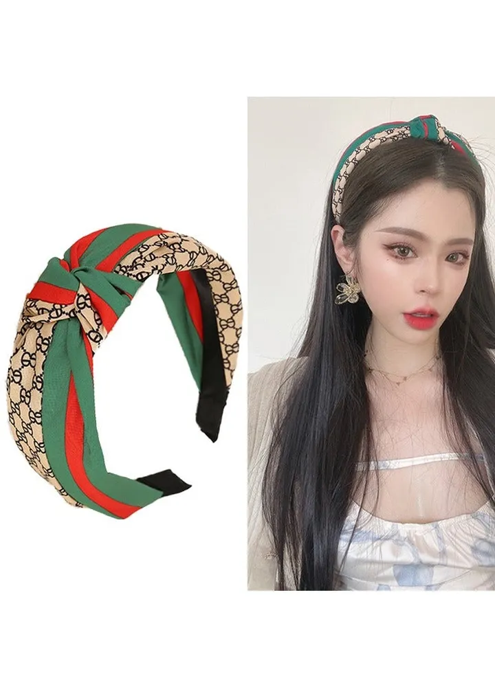 1 Pieces Headband for Women, Knotted Wide Headband Knotted Wide Turban Headband Cross Knot Hair Bands Elastic Hair Accessories for Women and Girls