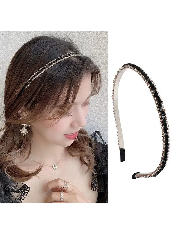1 Pcs Rhinestone Headbands for Women, Bling Sparkly Diamond Hair Bands Non Slip Crystal Elegant Bridal Wedding Hair Hoop Accessories for Women Girls