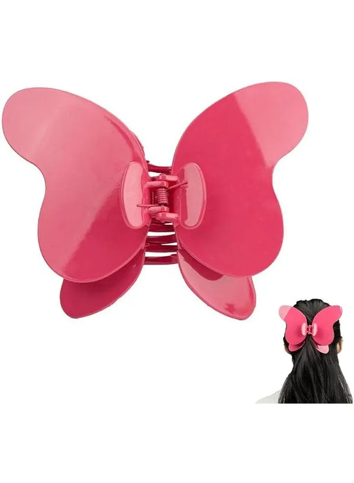 Large Butterfly Hair Claw Clips Hair Clip Oversized Butterfly Non Slip Hair Clips Hair Accessories for Women Girls (Rose Red)