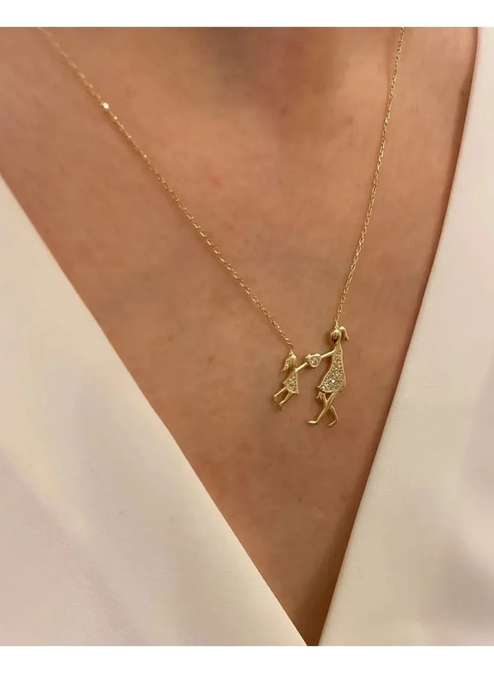 Gold Plating Mother and Child Necklace