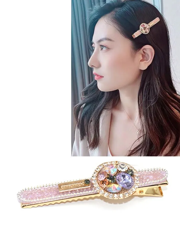 1pcs Rhinestone No Bend Hair Clips- Metal Shiny Styling Diamond Cut Pin Clip No Dent No Crease Hair Clips Bling Curl Pin Barrette for Women Girls Makeup Hairstyle Application