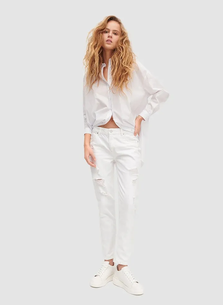 Organic Cotton Boyfriend Jeans White
