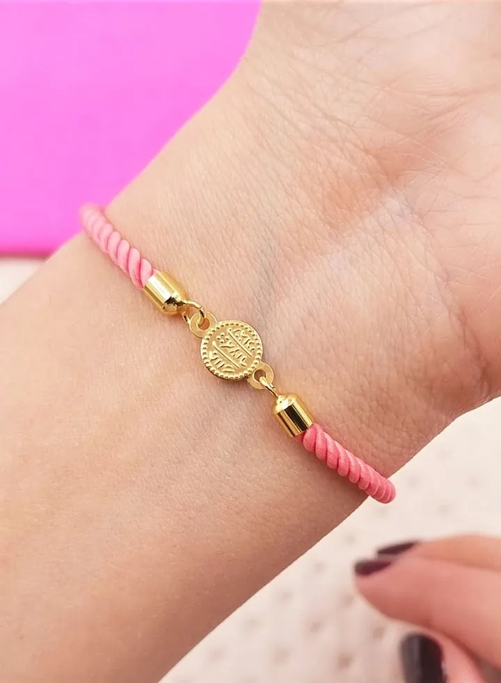 21K Pure Gold Pink Adjustable Coin Bracelet