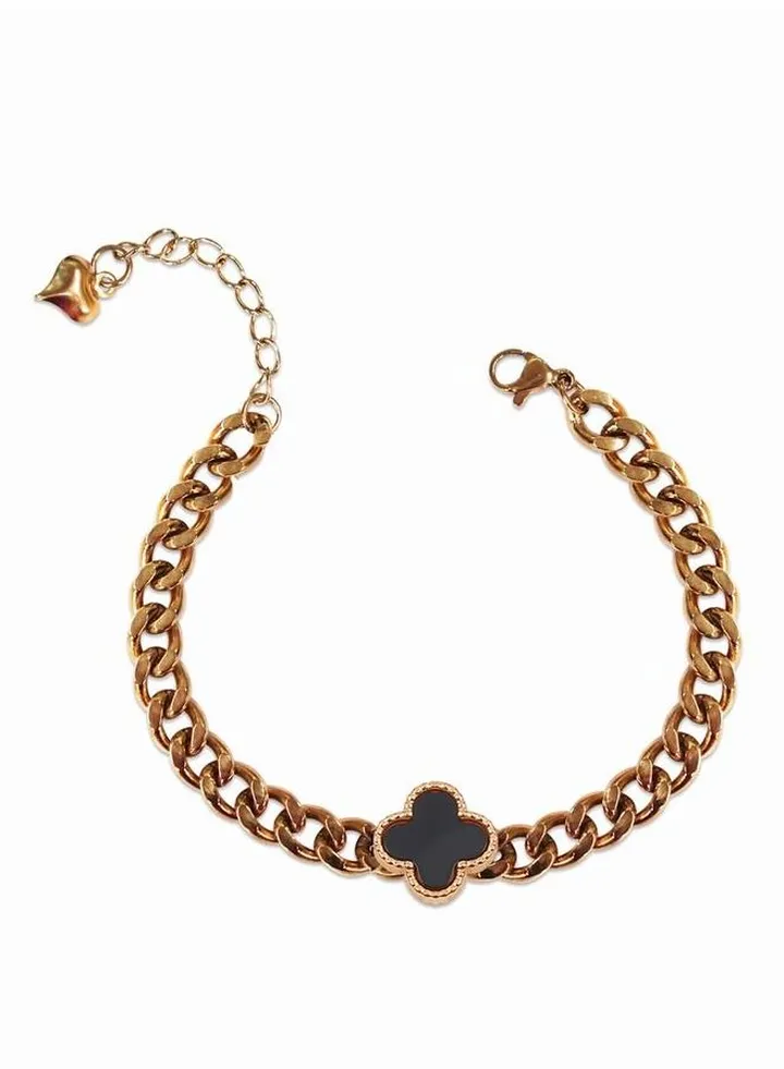 Alissa Fashion Bracelet With Clover Leaf Black