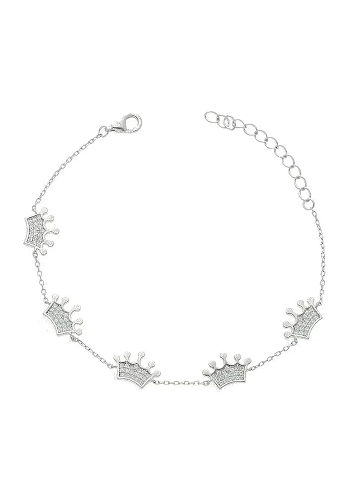 925 Italian Silver Crowns Bracelet