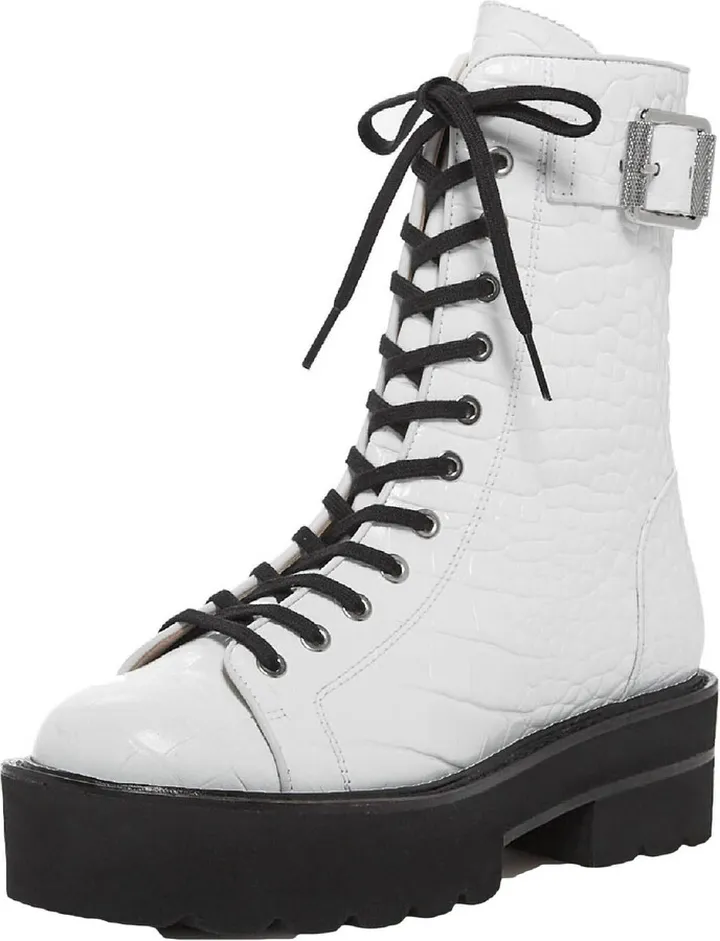 Ryder Ultralift Boti Womens Leather Crocodile Combat & Lace-up Boots