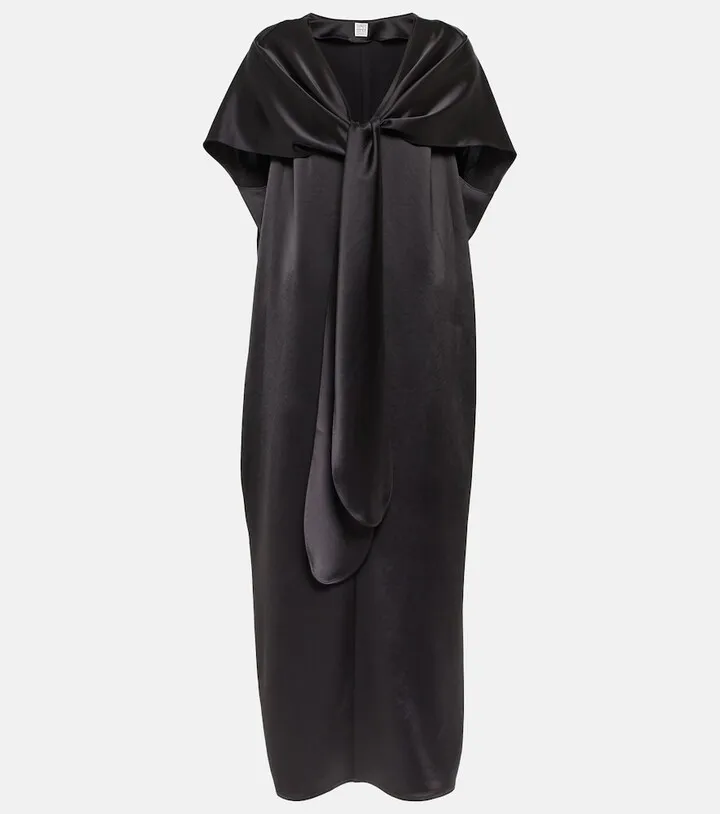 Tie-detail satin midi dress
