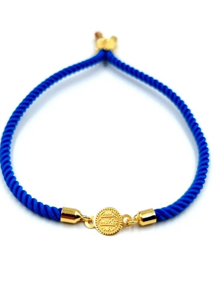 21K Pure Gold Blue Adjustable Coin Bracelet