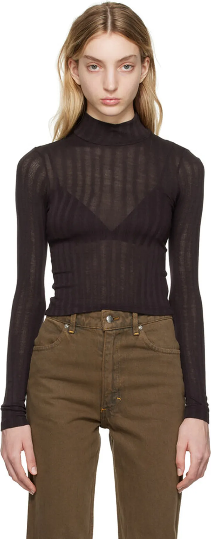 Eckhaus Latta Brown Shrunk Turtleneck