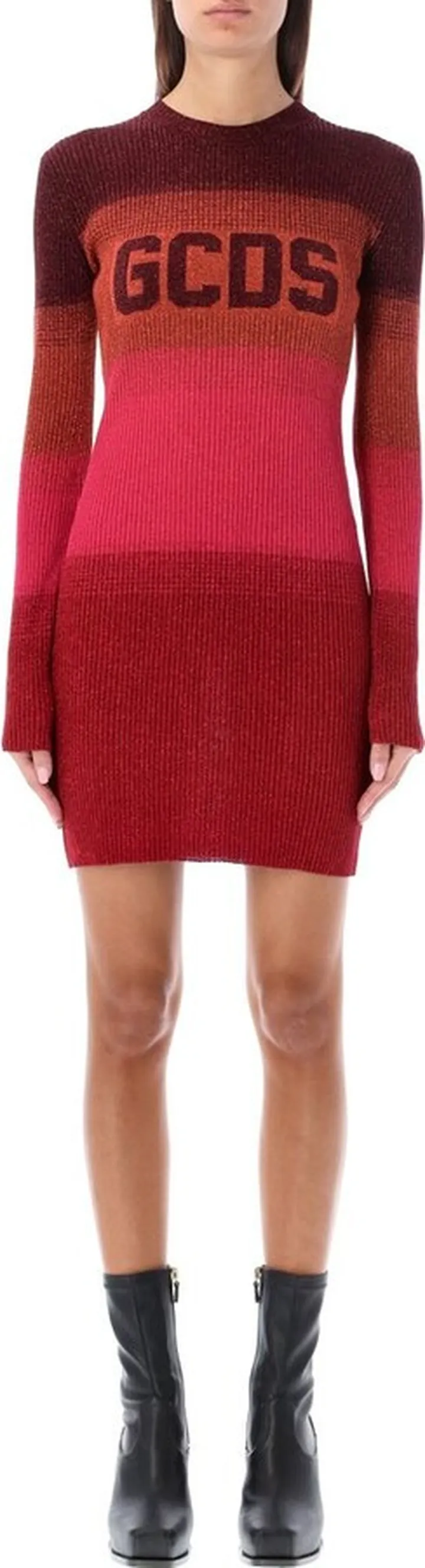 GCDS Logo Intarsia-Knit Mini Dress