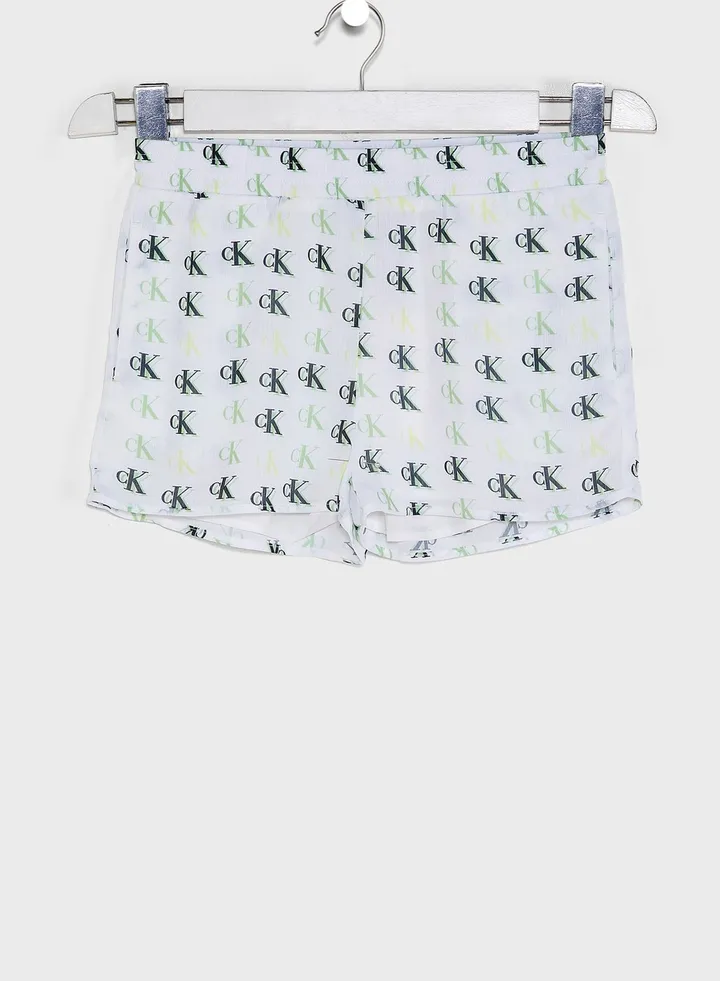 Kids Monogram Print Shorts