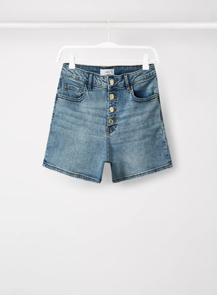 Teen Buttoned Denim Shorts Blue