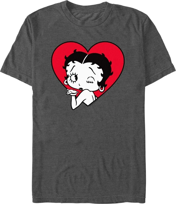 Men's Betty Boop Wink Heart T-Shirt - Charcoal Heather - Small